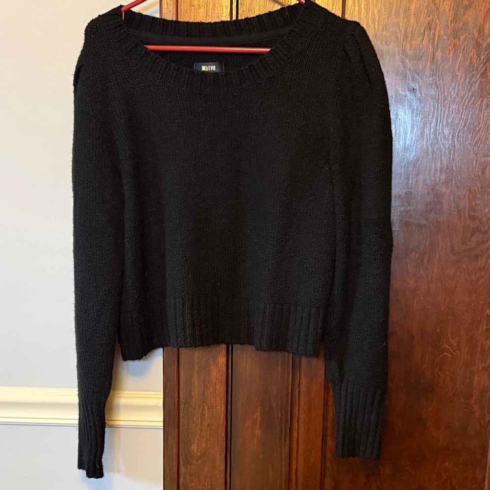 MAEVE Cropped Puff Steve Sweater Sz: M 
Black